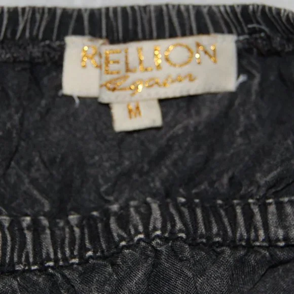 Rebellion Again, Size M, Rayon Crop Top, Strappy Back Off Shoulder, Gray - Picture 14 of 15